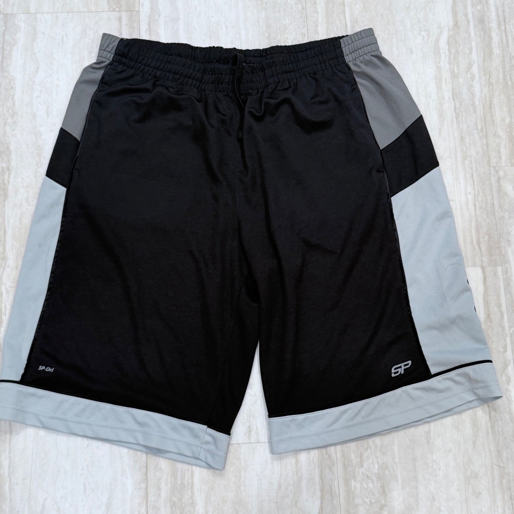 Southpole Mens Basketball Shorts 3XLT Big & Tall Black Grey Mesh Athletic SP-Dri